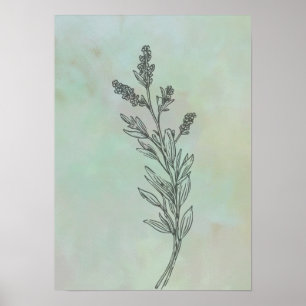 Moderne Minimalistische Lavendel-Blume Poster