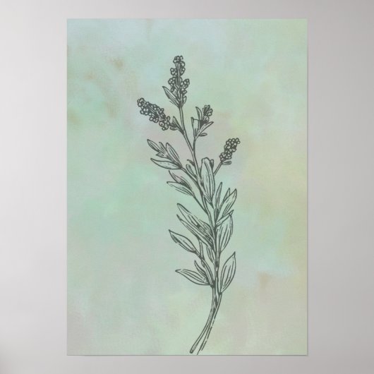 Moderne Minimalistische Lavendel-Blume Poster (Vorne)