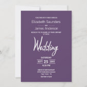 Moderne Minimalistische Lavendel White Wedding Einladung (Vorderseite)