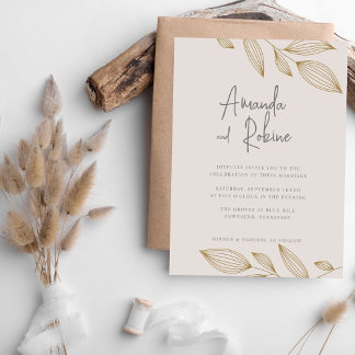 Moderne Minimalistische Leaf Hochzeitseinladung Einladung