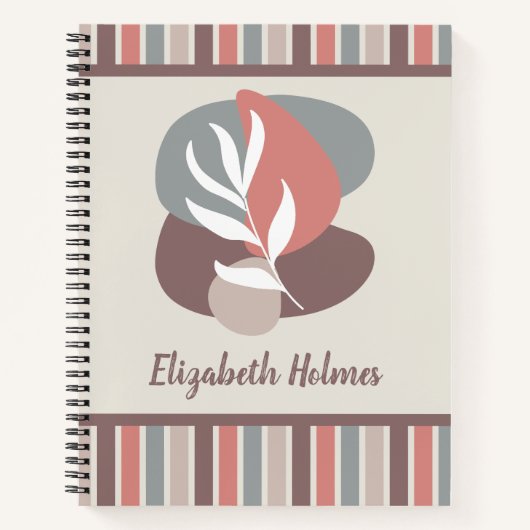 Moderne Minimalistische Leaf Streifen boho Farbpal Notizblock (Vorderseite)