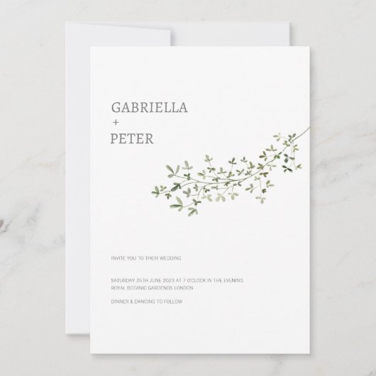 Moderne Minimalistische Leaf-Zweigstelle Einladung (Vorderseite)