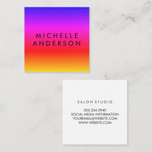 Moderne Minimalistische, lebendige Textur Quadratische Visitenkarte (Vorne/Hinten)