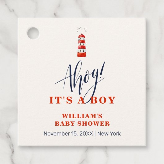 Moderne Minimalistische Leuchtturmdusche Geschenkanhänger (Vorderseite)