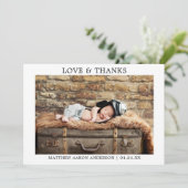 Moderne Minimalistische Liebe dank Baby Dankeskarte (Stehend Vorderseite)