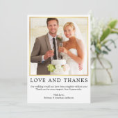 Moderne Minimalistische Liebe dank Foto Gold Dankeskarte (Stehend Vorderseite)