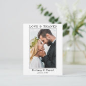 Moderne Minimalistische Liebe dank Foto Wedding Postkarte (Stehend Vorderseite)