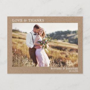 Moderne minimalistische Liebe Dank Hochzeit Kraft Postkarte