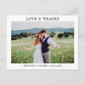 Moderne Minimalistische Liebe dank Hochzeit Postkarte (Vorderseite)