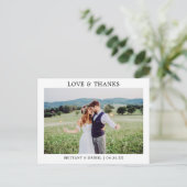 Moderne Minimalistische Liebe dank Hochzeit Postkarte (Stehend Vorderseite)