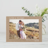 Moderne Minimalistische Liebe dank Wedding Kraft Dankeskarte (Stehend Vorderseite)