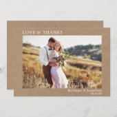 Moderne Minimalistische Liebe dank Wedding Kraft Dankeskarte (Vorne/Hinten)