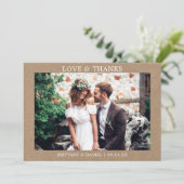 Moderne Minimalistische Liebe dank Wedding Kraft Dankeskarte (Stehend Vorderseite)