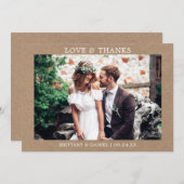 Moderne Minimalistische Liebe dank Wedding Kraft Dankeskarte (Vorne/Hinten)