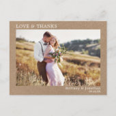 Moderne Minimalistische Liebe dank Wedding Kraft Postkarte (Vorderseite)