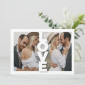 Moderne Minimalistische Liebe Foto Collage Hochzei Einladung (Stehend Vorderseite)
