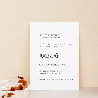 Moderne Minimalistische Liebe Herzenshochzeit Einladung