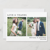 Moderne Minimalistische Liebe und Dank Hochzeit 2 Dankeskarte (Vorderseite)