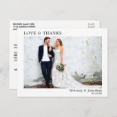 Moderne Minimalistische Liebe und Dank Hochzeit Postkarte (Vorne/Hinten)