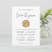 Moderne Minimalistische Liebe und Pizza Wedding Pr Einladung (Stehend Vorderseite)