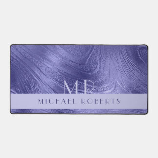 Moderne Minimalistische Lila Foil Metallic Monogra Schreibtischunterlage