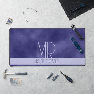 Moderne Minimalistische Lila Foil Metallic Monogra Schreibtischunterlage