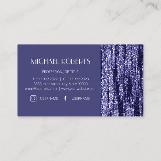 Moderne Minimalistische Lila-Foil-Metallic-Typogra Visitenkarte (Rückseite)