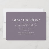 Moderne Minimalistische Lila Hochzeit Save The Date (Vorderseite)