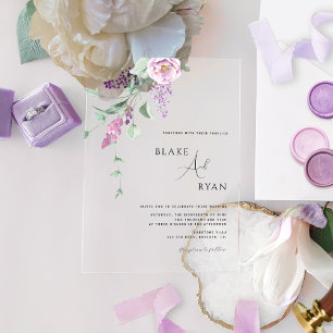Moderne minimalistische lila, mauve und pastellfar acryleinladungen