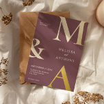 Moderne Minimalistische Lila Monogramm-Hochzeit Folieneinladung<br><div class="desc">Moderne Minimalistische Lila Foil Hochzeit Einladung. Enthält fett formatierte Monogramm-Typografie und minimales grafisches Design. Personalisieren Sie Text mit allen Details Ihres besonderen Tages.</div>