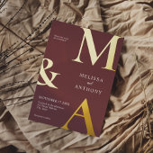 Moderne Minimalistische Lila Monogramm-Hochzeit Folieneinladung