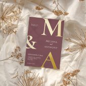 Moderne Minimalistische Lila Monogramm-Hochzeit Folieneinladung