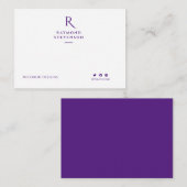 moderne minimalistische lila-weiße Monografie Mitteilungskarte (Vorne/Hinten)