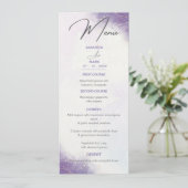 Moderne Minimalistische Lilac Lila Trendy Menükarte (Stehend Vorderseite)