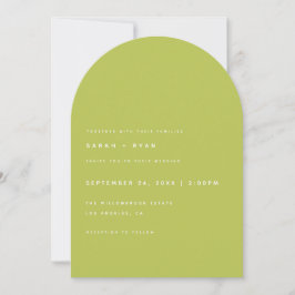 Moderne minimalistische limegrüne Bogenhochzeit Einladung