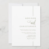 Moderne Minimalistische Line Script QR Code Hochze Einladung (Vorderseite)