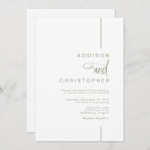 Moderne Minimalistische Line Script QR Code Hochze Einladung (Vorne/Hinten)