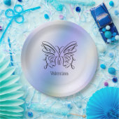 Moderne Minimalistische Linie Zeichne Butterfly Mo Pappteller (Party)