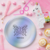 Moderne Minimalistische Linie Zeichne Butterfly Mo Pappteller (Party)