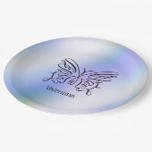 Moderne Minimalistische Linie Zeichne Butterfly Mo Pappteller (Schrägansicht)