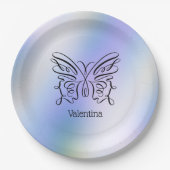 Moderne Minimalistische Linie Zeichne Butterfly Mo Pappteller (Vorderseite)