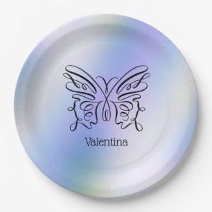 Moderne Minimalistische Linie Zeichne Butterfly Mo Pappteller