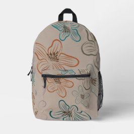 Moderne minimalistische Linienkunst Blumenmuster C Bedruckter Rucksack