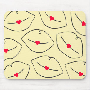 Moderne minimalistische Linienkunst Lippen Sonneng Mousepad