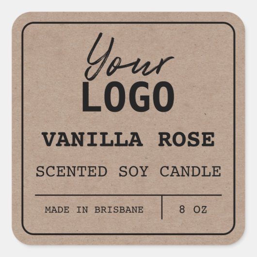 Moderne Minimalistische Logo-Labels für Sojakorbon Quadratischer Aufkleber (Vorderseite)