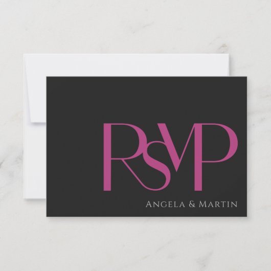 Moderne, Minimalistische Magenta Black RSVP Card (Vorderseite)