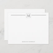 Moderne Minimalistische Magenta Monogram Line Note Mitteilungskarte (Vorne/Hinten)
