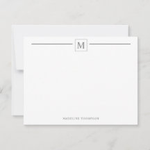 Moderne Minimalistische Magenta Monogram Line Note