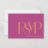 Moderne Minimalistische Magenta Orange RSVP Karte (Vorderseite)