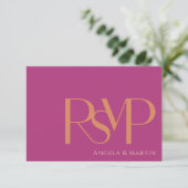 Moderne Minimalistische Magenta Orange RSVP Karte (Stehend Vorderseite)